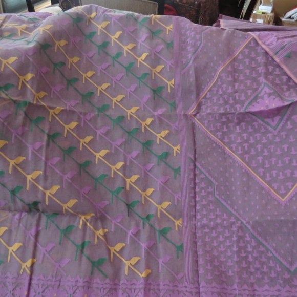 Dhakai Jamdani Saree, laveder Jamdani. half silk Jamdani saree - Picture 3 of 5